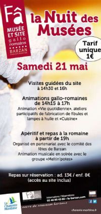 La Nuit des Musées au Fâ. Le samedi 21 mai 2016 à Barzan. Charente-Maritime.  14H00